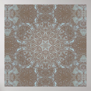 Poster Sonho de Neve Fractal Azul Icy