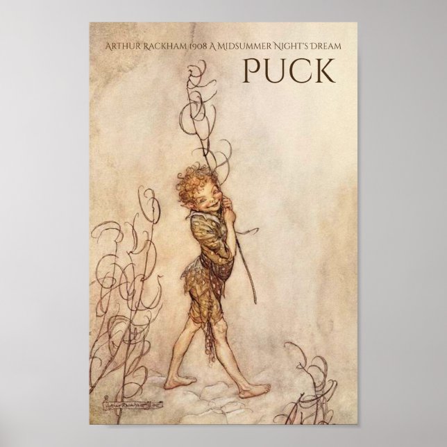 Póster Sonho de Noite de Verão Puck Arthur Rackham (Frente)
