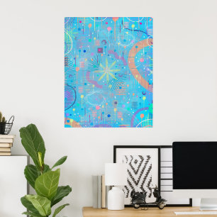 Poster Sonho de Pastéis Azuis Abstrato