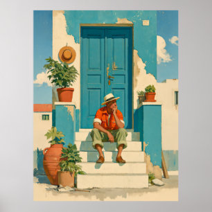 Poster Sonho de Porta Azul Mediterrâneo