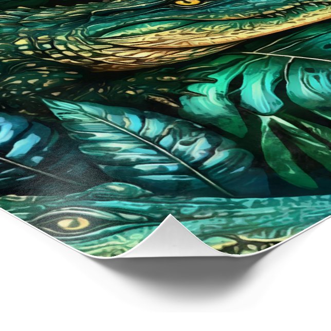 Póster Sonho de Selva de Crocodilo Padrão de Superfície P (Canto)