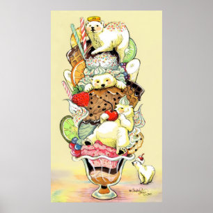 Póster Sonho do Sundae do urso polar de luxe