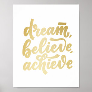 Poster Sonho Dourado moderno acredita alcançar motivação