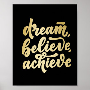 Poster Sonho Dourado Moderno Acredita Conseguir Pl Motiva