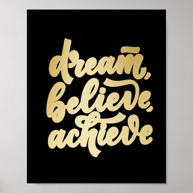 Poster Sonho Dourado Moderno Acredita Conseguir Pl Motiva (Frente)