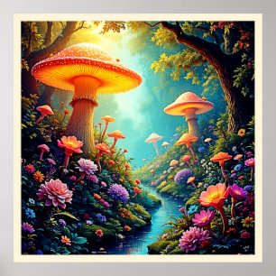 Poster Sonho Encantado de Floresta de Mushroom
