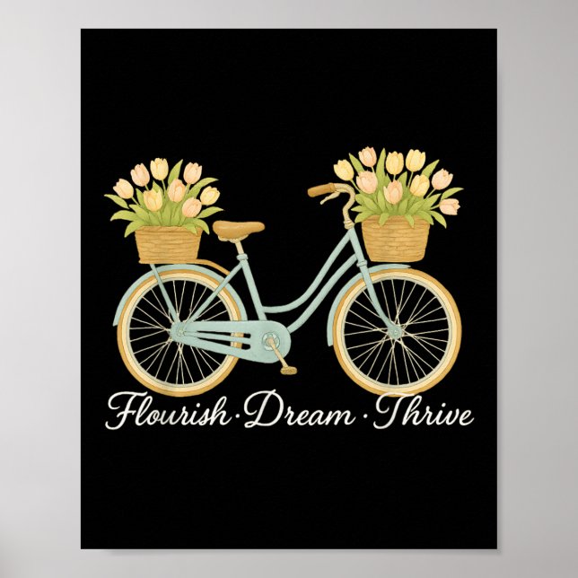 Poster Sonho Faroado Ameaça Bicicleta Floral Amável Com T (Frente)