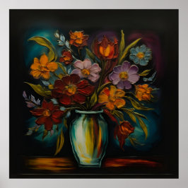 Poster Sonho Floral Pintado a Óleo