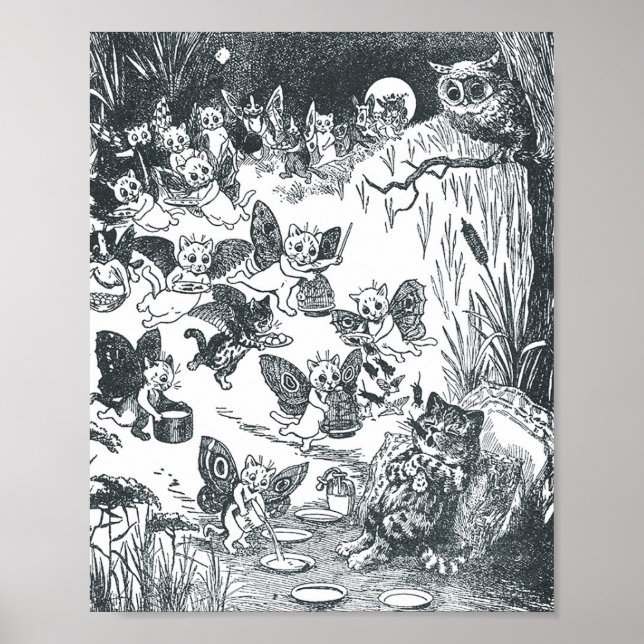 Poster Sonho gatinho de Fairyland, Louis Wain (Frente)