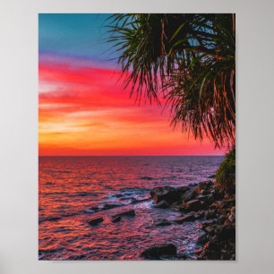 Poster Sonho Incrível de Palma do Oceano Tropical Sunset