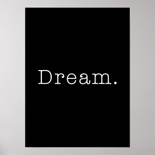 Poster Sonho. Modelo de Citação de Sonho Branco e Preto (Frente)
