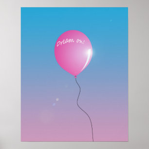 Póster Sonho no balão Cor-de-Rosa de Cotação em uma inspi