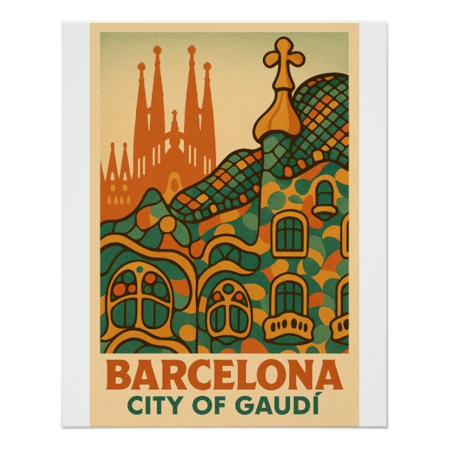 Póster Sonho Retroativo de Gaudí - Viagem de Barcelona (Frente)