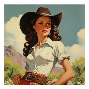 Póster Sonhos de Cowgirl e Elegância: Sussurros Selvagens