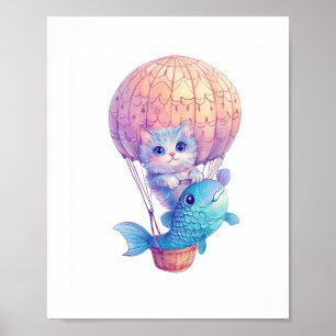 Poster Sonhos de Gatos Espaciais - Gatinho Engraçado da G