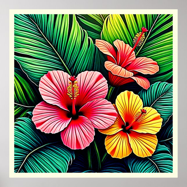 Poster Sonhos de Jardim de Flores Exóticas (Frente)