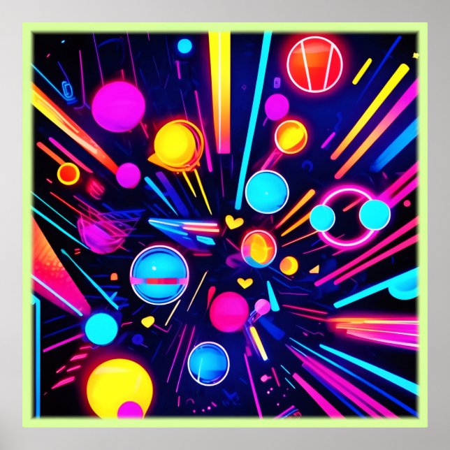 Poster Sonhos de Neon - Formas e Cores Psicodélicas (Frente)