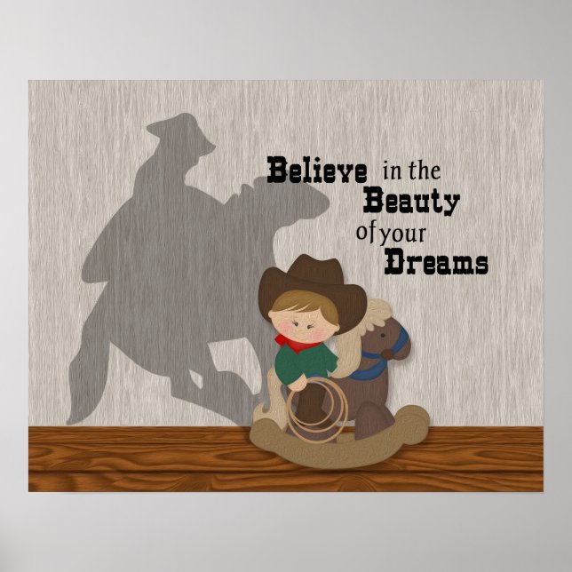 Poster Sonhos de Pequeno Cowboy Wordart (Frente)