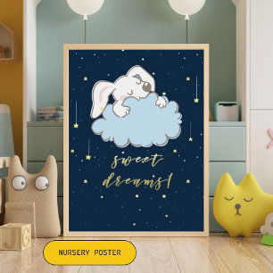 Poster Sonhos Doce - Coelhinho Bonito num Enfermeiro Nuve