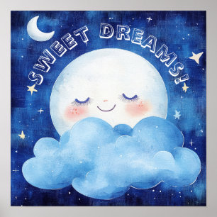 Poster Sonhos Doces Céu Noturno Azul