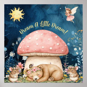 Poster Sonhos Doces Florais Urso & Ratos Fofos