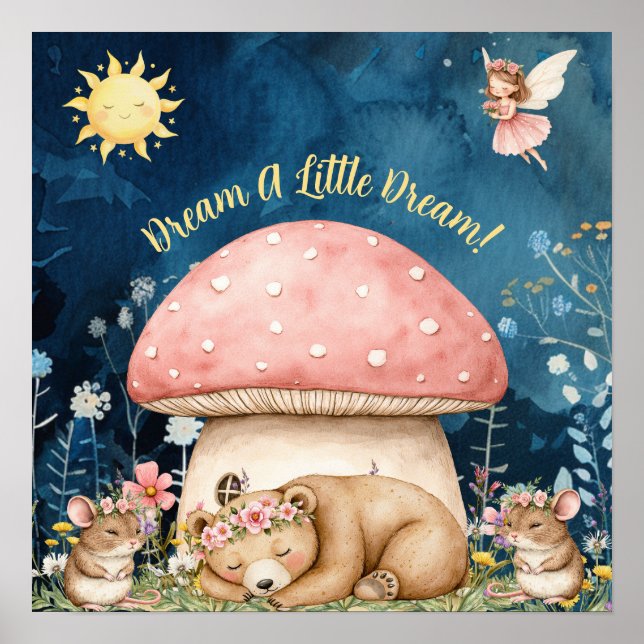 Poster Sonhos Doces Florais Urso & Ratos Fofos (Frente)