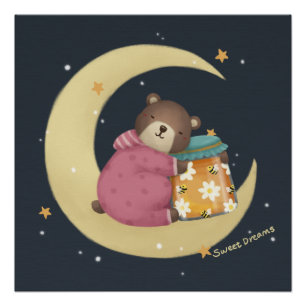 Póster Sonhos Doces: Urso & Ilustração de Mel