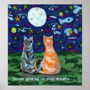 Póster Sonhos e Lua cheia do gato