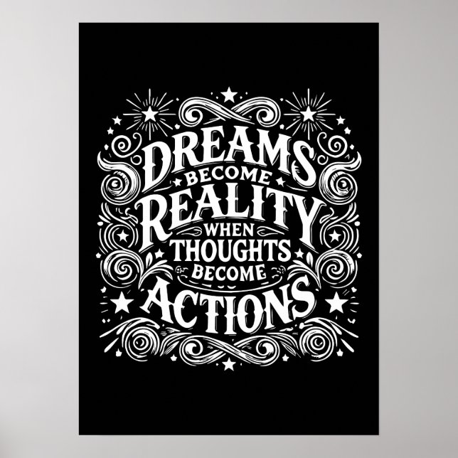 Poster Sonhos se Tornam Realidade Quando Pensamentos se T (Frente)