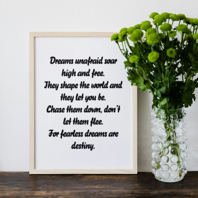 Poster Sonhos sem medo inspiração mini poema (Criador carregado)