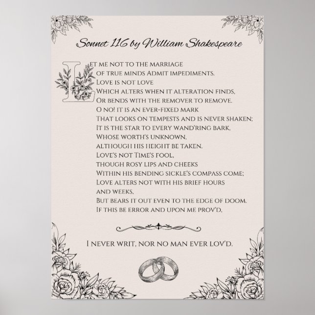 Poster Sonnet 116 por William Shakespeare poster/wall art (Frente)