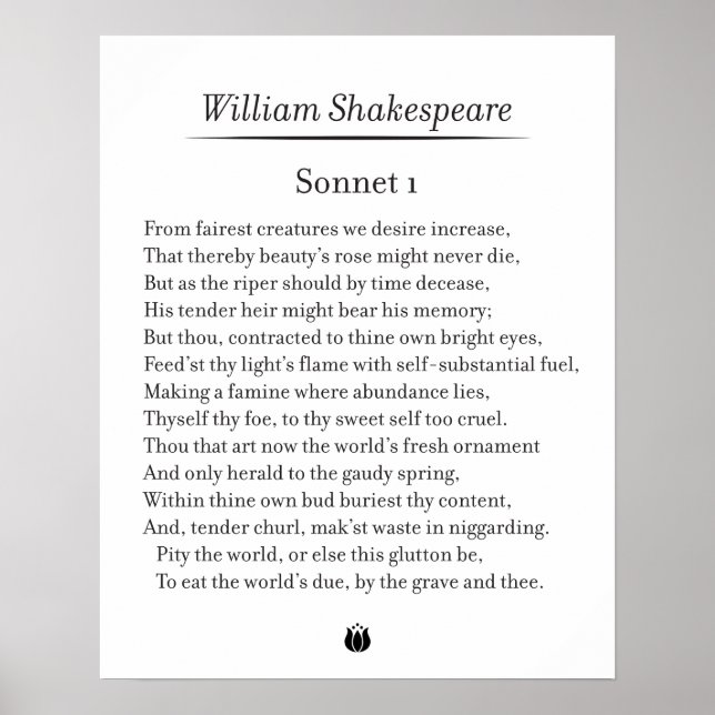 Poster Sonnet 1 por William Shakespeare (Frente)