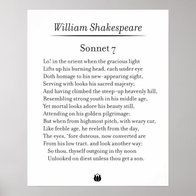 Poster Sonnet 7 por William Shakespeare (Frente)