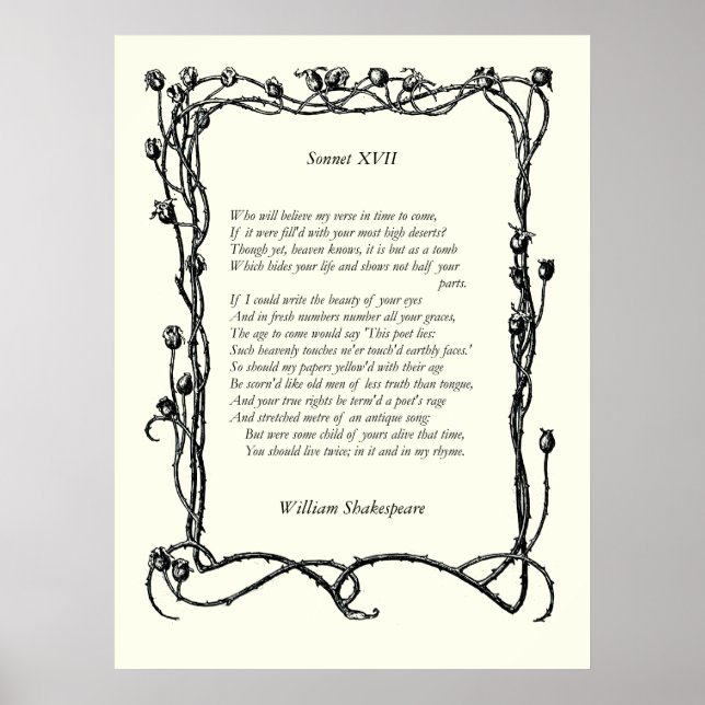 Poster Sonnet nº 17 por William Shakespeare (Frente)