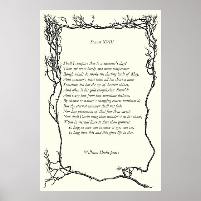 Poster Sonnet nº 18 por William Shakespeare (Frente)
