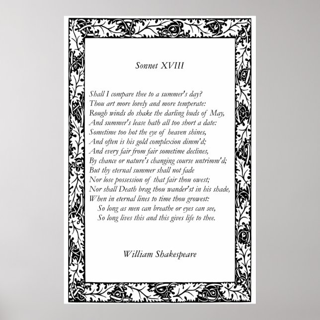 Poster Sonnet nº 18 por William Shakespeare (Frente)