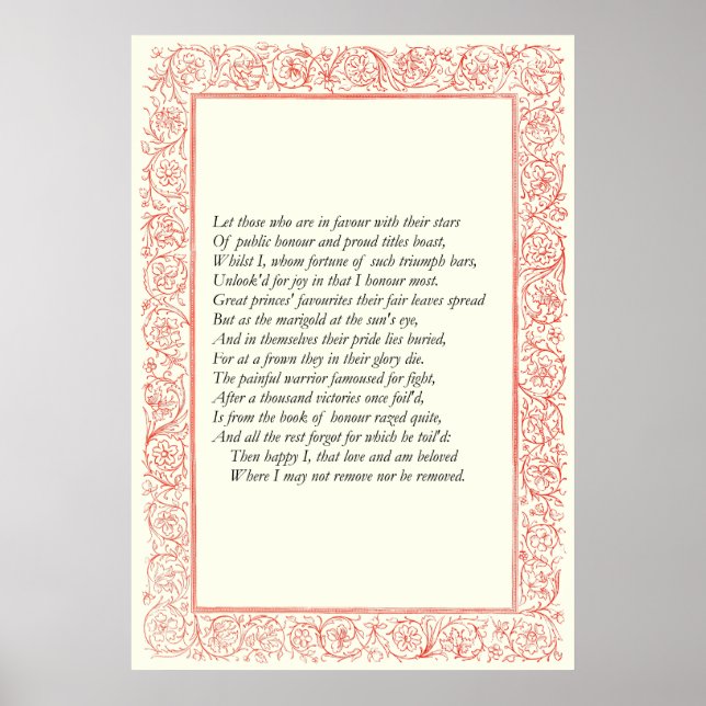 Póster Sonnet nº 25 por William Shakespeare (Frente)