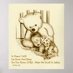 Poster Sono Seguro: Verso da Bíblia: Urso De Teddy Com Cr