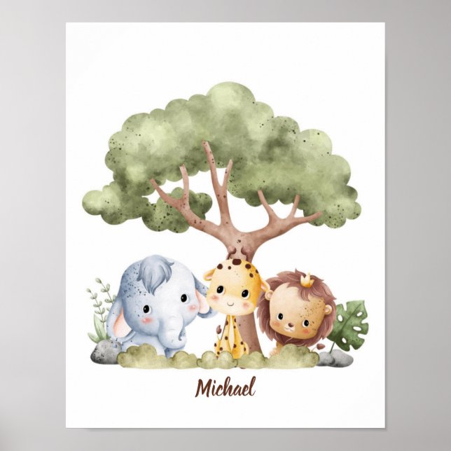 Poster Sono Tranquilo da Savana Personalizável (Frente)