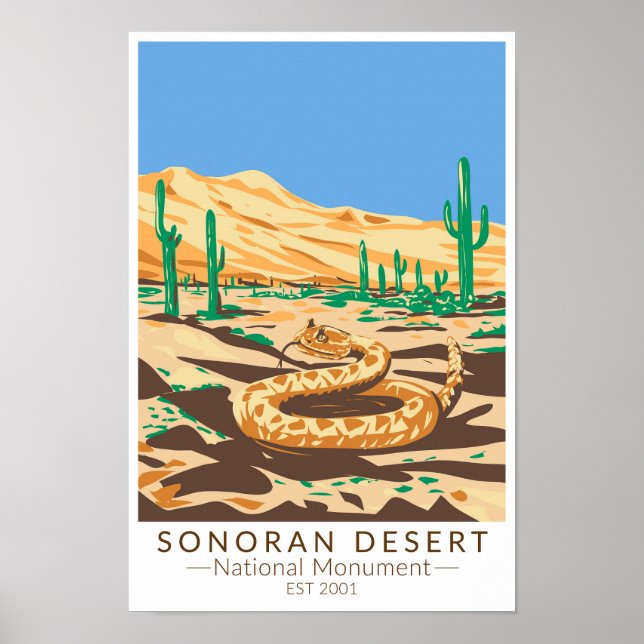 Poster Sonoran Desert Monumento Nacional Rattlesnake Retr (Frente)