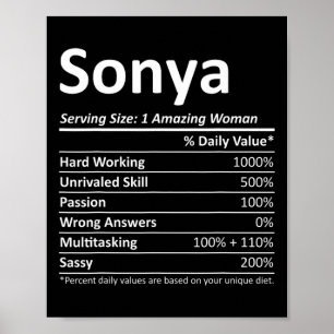 Poster Sonya Nutrição Nome Personalizado Engraçado Natal