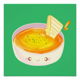 Póster Sopa De Tomate E Sanduíche De Queijo Grelhado