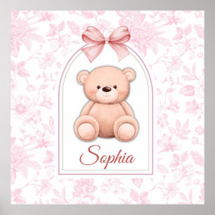 Poster Sophia   Design de Enfermeiro de Urso Rosa Persona