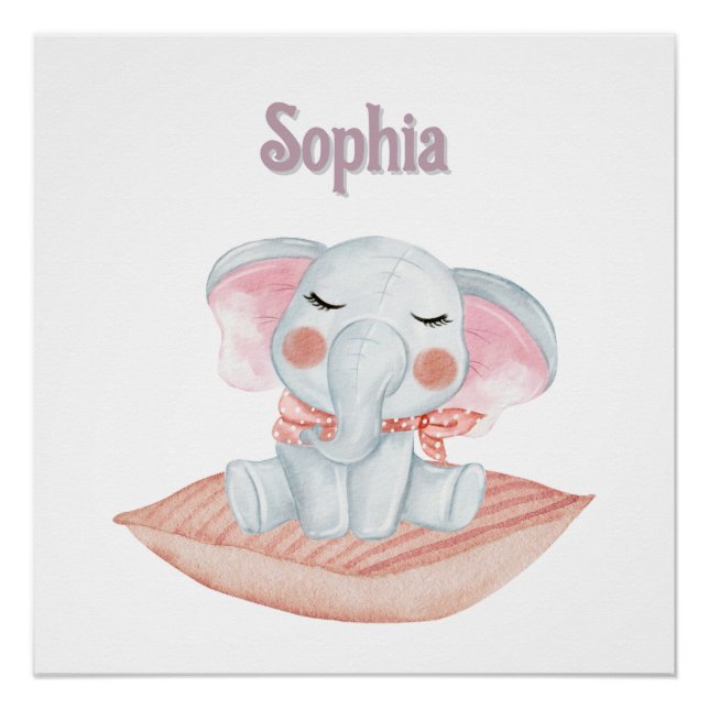 Póster "Sophia" Personalizada Elefante para Bebês Sonolen (Frente)