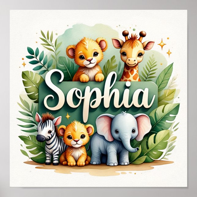Poster Sophia Safari Nursery Wall Art (Frente)