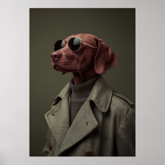 Poster Sophisticated Vizsla in Trench Coat – Elegant