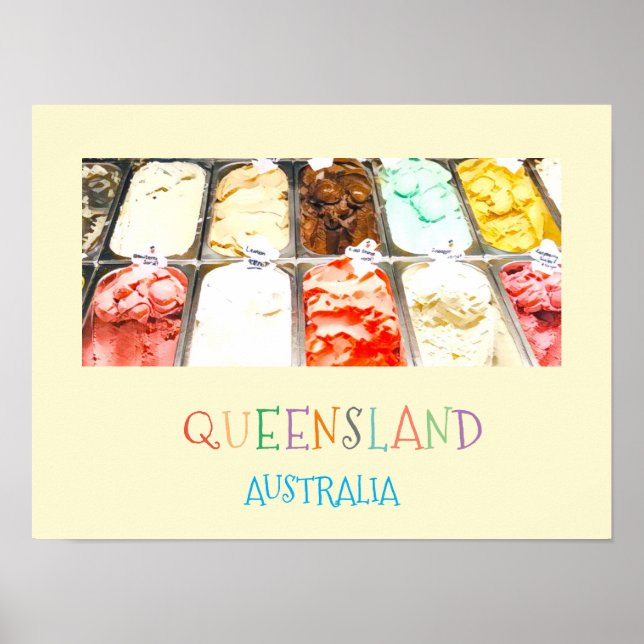 Poster Sorbet colorido Queensland Austrália viagem impres (Frente)