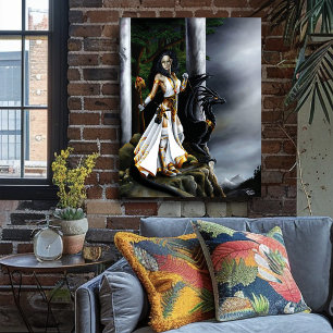 Poster Sorceress Bolack Dragon Fantasy White