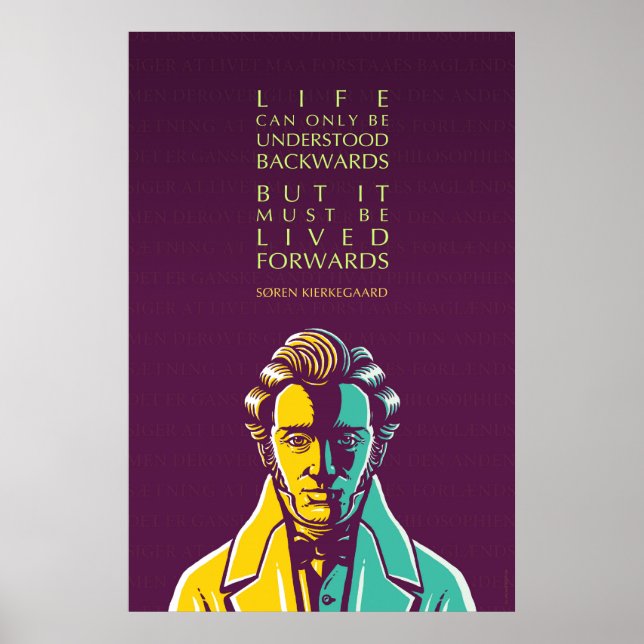 Poster Søren Kierkegaard, citação inspiracional: A vida (Frente)