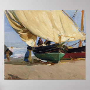 Poster Sorolla - Angled Boat Pescadores Valencia 1910